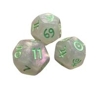 drburpily Resin Dices Set For Role Playing Game 12 Sided Math Learning Engaging Hands On Includes 3 Astrology Dice Polyhedral Dice Set Astrology Role Play Game, Clear and green, 1.4cm