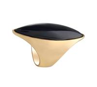 drburpily Vintage Gem Stone Ring Women Jewelry Stunning Vintage Featuring Black Gem In Long Oval Cut Special Occasions Daughter Suit To Wear Everyday Gift For, Golden, 8