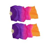 drburpily Women Silk Belly Dance Fan Veils Long Fans Handmade Sturdy Dancing Props Beautiful Performance Accessories Show Play Carnival Costume Accessories Decorative
