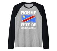 DRC Independence Day Design Congolese Flag Raglan Baseball Tee
