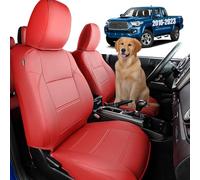 DrCarNow Toyota Tacoma Seat Covers 2016-2023, Red Synthetic Leather, Crew Cab/Double Cab, Not Fit Fourth Gen, Upgraded Reinforced Zipper