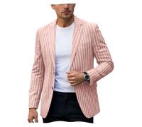 DRCUIVS Men’s Pinstripe Slim Fit Blazer Notch Lapel Single Breasted Business Suit Jacket Holiday Party Casual Sport Coat, Dusty Pink, 3XL