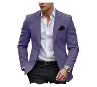 DRCUIVS Men’s Slim Fit Two Button Blazer Notch Lapel Single Breasted Business Suit Jacket Travel Business Casual Dinner Party Sport Coat Lavender Purple 3X-Large