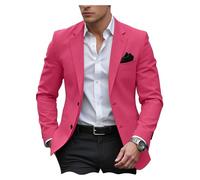 DRCUIVS Men’s Slim Fit Two Button Blazer Notch Lapel Single Breasted Business Suit Jacket Travel Business Casual Dinner Party Sport Coat Pink 6X-Large