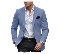 DRCUIVS Men’s Slim Fit Two Button Blazer Notch Lapel Single Breasted Business Suit Jacket Travel Business Casual Dinner Party Sport Coat Sky Blue 6X-Large