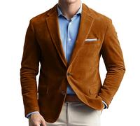 DRCUIVS Men's Faux Suede Blazer Slim Fit Single Breasted Two Button Notch Lapel Business, Orange, XS