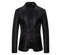 DRCUIVS Men's Floral Paisley Tuxedo Blazer Shawl Lapel Business Suit Jacket Dinner Party Prom Wedding Sport Coat, Black, M