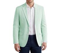DRCUIVS Men's Seersucker Striped Slim Fit Blazer Lightweight Breathable 2 Button Notch Lapel Casual Business Suit Jacket, Bright Green, XXL