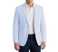 DRCUIVS Men's Seersucker Striped Slim Fit Blazer Lightweight Breathable 2 Button Notch Lapel Casual Business Suit Jacket, Sky Blue, 4XL