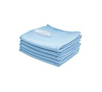 DrDirt Microfiber Glass Cloth - 5 Pack, 35x35 cm (14x14 Inch), Lint-Free & Streak-Free Dual-Sided Fabric for Windows, Mirrors, Car Windshields - Strong Absorbent, Washable & Reusable (Blue)