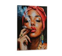 DRDPLXGU Poster Printable Cigar Art, Cuban Woman Smoking Cigar Poster Cigar Bar Art, Cigar Room Decor Poster Canvas Poster Bedroom Decor Landscape Office Room Decor Gift 08x12inch(20x30cm)