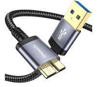 Dreaazhi Hard Drive Cable 0.5M, USB3.0A to Micro B 5Gbps External Hard Drive Cable Braid, Compatible WD Element, Seagate Expansion, LaCie Rugged,Galaxy S5 Note 3, Camera etc