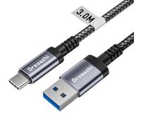 Dreaazhi USB C Data Cable 3M, USB 3.1 Gen 2 Cable 3.1A Fast Charging, 10GB Data transfer Cable USB to Type C for Samsung Note20,Galaxy S23,Samsung T7, SanDisk Extreme Portable SSD, Crucial X8, WD