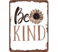 Dreacoss Be Kind Sunflower Fun Tin Sign Inspiration Quote Decor Nursery Decor Toddler Girl Bedroom Decor Classroom Cafe Bar Club Pub Metal Sign Funny Home Decoration Housewarming Gift 5.5x8 Inch
