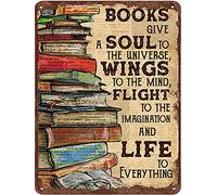 Dreacoss Books Give A Soul To The Universe Vintage Tin Sign Home Decor Gift For Bookaholic Reading Lovers Reading Room Wall Decor For Bedroom Classroom Library School Cafe Bar 5.5x8 Inch