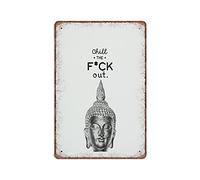 Dreacoss Buddha Wall Art Funny Tin Signs Quote Buddha Black And White Wall Art Meditation Art Boho Decor Vintage Metal Iron Plaque Wall Decor Kitchen Retro Parlor Garage Gifts for mom Dad, 20X30cm