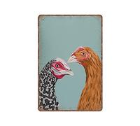 Dreacoss Colourful Chickens Tin Signs, Chicken Bird Tin Signs Retro Funny Metal Sign Vintage Poster Wall Art for Kitchen Garden Bathroom Farm Home Coffee Decor Tin Sign, 20x30 cm
