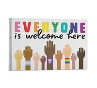 Dreacoss Equality Prints, Diversity, Inclusion,Teacher Racism,Everyone Is Welcome Here Vintage Poste Poster Decorative Painting Canvas Wall Posters And Art Picture Print Modern Family Bedroom Decor Po