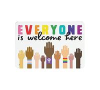 Dreacoss Equality Prints, Diversity, Inclusion,Teacher Racism,Everyone Is Welcome Here Vintage Poster Metal Tin Signs Wall Decor Classroom Decor Gifts, 8X12inch