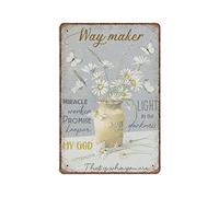 Dreacoss Floral Way Maker That Is Who You Are Tin Signs, Daisy Jar And Butterflies, Religious Christian Art, Vintage Poster Metal Sign Funny Kitchen Retro Parlor Garage Gifts for mom Dad, 8X12inch