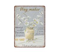 Dreacoss Floral Way Maker That Is Who You Are Tin Signs, Daisy Jar And Butterflies, Religious Christian Art, Vintage Poster Metal Sign Funny Kitchen Retro Parlor Garage Gifts, 30 X 40 cm(12x16inch)