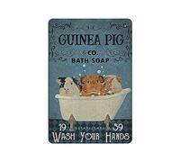 Dreacoss Guinea Pig Bath Soap, Wash Your Hands Tin Signs, Retro Funny Metal Sign Vintage Poster Wall Art for Kitchen Garden Bathroom Farm Home Coffee Decor Tin Sign, 8x12 inches
