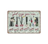 Dreacoss Hairdresser God Says You Are Tin Signs, Hair Salon Decor, Gift for Hairdresser, Retro Funny Metal Sign Vintage Poster Wall Art for Kitchen Garden Bathroom Home Decor Tin Sign, 20x30 cm