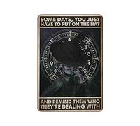 Dreacoss Halloween Witch Tin Signs - Some Days You Have To Put On The Hat Retro Funny Metal Sign Vintage Poster Wall Art for Kitchen Garden Bathroom Farm Home Coffee Decor Tin Sign, 8x12 inches