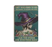 Dreacoss Halloween Witch Tin Signs - They Whispered To Her You Cannot Withstand The Storm I Am The Storm She Whispered Back Vintage Poster Wall Art for Tin Sign, 8x12 inches