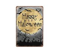 Dreacoss Happy Halloween Spooky Graveyard Tin Signs Retro Funny Metal Sign Vintage Poster Wall Art for Kitchen Garden Bathroom Farm Home Coffee Decor Tin Sign, 8x12 inches