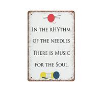 Dreacoss In The Rhythm of The Needles Tin Signs Sewing Room Decor Knitting Crochet Funny Vintage Metal Sign Plaqu Poster Wall Art Pub Bar Kitchen Garden Bathroom Home Decor, 140mm x 200mm