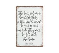 Dreacoss Inspirational Wall Art, Helen Keller Quote Tin Signs, Funny Vintage Metal Sign Plaqu Poster Wall Art Pub Bar Kitchen Garden Bathroom Home Decor, 140mm x 200mm