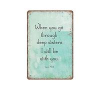 Dreacoss Isaiah 43:2 Tin Signs Lighthouse Bible Verse Sign Nautical Scripture Decor Coastal Vintage Metal Sign Plaqu Poster Wall Art Pub Bar Kitchen Garden Bathroom Home Decor, 140mm x 200mm