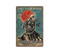 Dreacoss Jack Skellington And Sally Tin Signs I See Your Scars Family Skeleton Couple, Gifts for Halloween Funny Vintage Metal Sign Poster Wall Art Kitchen Garden Bathroom Home Decor, 140mm x 200mm