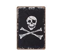 Dreacoss Jolly Roger Skull And Crossbones Tin Signs Retro Funny Metal Sign Vintage Poster Wall Art for Kitchen Garden Bathroom Farm Home Coffee Decor Tin Sign, 8x12 inches