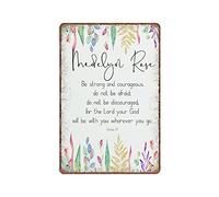 Dreacoss Joshua 1:9 Tin Signs Be Strong And Courageous Baby Dedication Bible Verse Vintage Metal Sign Plaqu Poster Wall Art Pub Bar Kitchen Garden Bathroom Home Decor, 140mm x 200mm