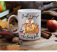 Dreacoss Novelty Mugs Just a Girl Who Loves Fall, Autumn Mug, Fall Mug, Pumpkin Spice, Coffee, It's Fall Y'all, Fall Leaves, Pumpkins Tea Coffee Cup Mugs Funny Gifts for Men, Women, Him, Her, 11 Oz