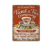 Dreacoss Personalized Tarot Tea Company Tin Signs Vintage Ad Print, Retro Funny Metal Sign Vintage Poster Wall Art for Kitchen Garden Bathroom Farm Home Coffee Decor Tin Sign, 30x40 cm