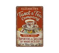 Dreacoss Personalized Tarot Tea Company Tin Signs Vintage Ad Print, Retro Funny Metal Sign Vintage Poster Wall Art for Kitchen Garden Bathroom Farm Home Coffee Decor Tin Sign, 20x30 cm