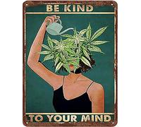 Dreacoss Pot Head Vintage Tin Sign Be Kind To Your Mind Poster Plaque Decor Vintage Art Marijuana Pot Head Weed Wall Sign Mental Health Decor For Cafe Bar Club Pub Garden Home Decor 5.5x8 Inch