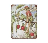 Dreacoss Retro Metal Aluminium Tin Sign The Cherry Tree Fairy Flower Fairies Vintage Wall Art Nursery Decor Fairy Print Home Decor Rustic Wall Decor for Living Room,Kitchen,Farm Decoration 12x16Inch