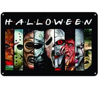 Dreacoss Retro Metal Tin Sign Halloween Characters, Horror Movies Metal Poster Plaques for Home Living Room Bar Cafe Club Pubs Wall Decor Tin Sign Wall Sign Plaque Vintage 12x16inch