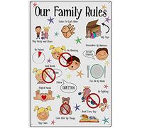 Dreacoss Rustic Retro Metal Tin Sign - Family Rules, Playroom Wall Art, Home Wall Decor, Kids Communication, PECS Kids Behaviours, Autism, ADD, Toddler,Bedroom Living Room Wall Art Decor 5.5x8 inch