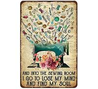 Dreacoss Rustic Retro Metal Tin Sign Sewing Machines Metal Posters Retro Sewing Tools Art Tin Sign Sewing Studio Home Room Printing Plaques Wall Decor 8X12 Inches