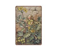 Dreacoss The Greater Celandine Fairy Tin Signs Vintage Style Flower Fairies, Cicely Mary Barker, Vintage Metal Tin Sign Plaqu Poster Wall Art Pub Bar Kitchen Garden Bathroom Home Decor, 20X30 cm