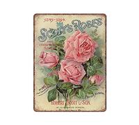 Dreacoss Vintage Flowers Tin Signs Pink Roses Floral Nature Plants Kitchen Garden Victorian Funny Vintage Metal Tin Sign Plaqu Poster Wall Art Pub Bar Kitchen Garden Bathroom Home Decor, 30X40 cm