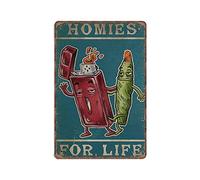Dreacoss Weed Homies for Life Tin Signs, Weed Smoking Print, Weed And Lighter Stoner Gift Retro Funny Metal Sign Vintage Poster Wall Art for Kitchen Garden Home Decor Tin Sign, 20x30 cm