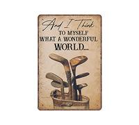 Dreacoss Wonderful World Golf Vertical Tin Signs, Gift for Sports Lover, Golf Lover Gift, Funny Vintage Metal Tin Sign Plaqu Poster Wall Art Pub Bar Kitchen Garden Bathroom Home Decor, 20X30 cm