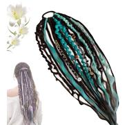 Dread Ponytail Extensions, Elastic Boho Dreadlock Hair with Beads & Shells, Easy 1-Minute Clip-In Ponytail for Festival, Travel & Casual (A)