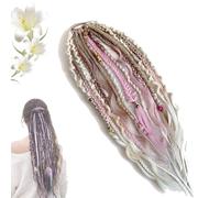 Dread Ponytail Extensions, Elastic Boho Dreadlock Hair with Beads & Shells, Easy 1-Minute Clip-In Ponytail for Festival, Travel & Casual (H)